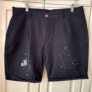 casual cotton Shorts Navy painting accents 4 pockets men's size 35